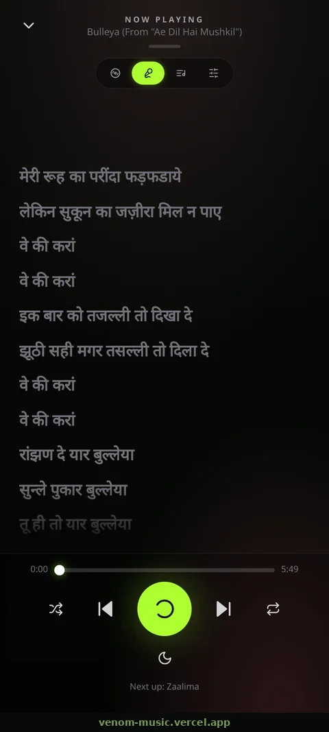 VenomMusic Lyrics Screen